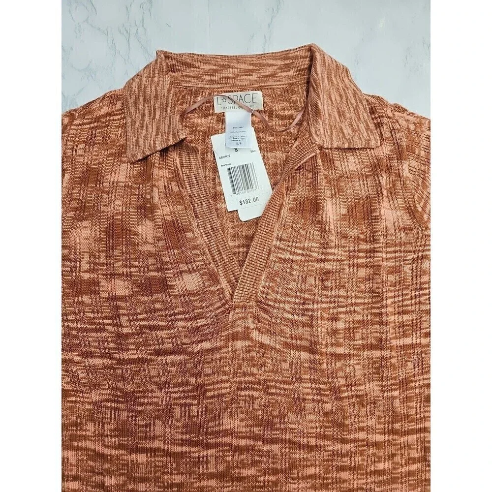 LSpace Aria Long Sleeve Vneck Mini Knit Dress Sahara Small